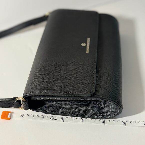 👜 Brooks Brothers Black Leather Crossbody Purse Shoulder Bag Saffiano Leather - Picture 5 of 7